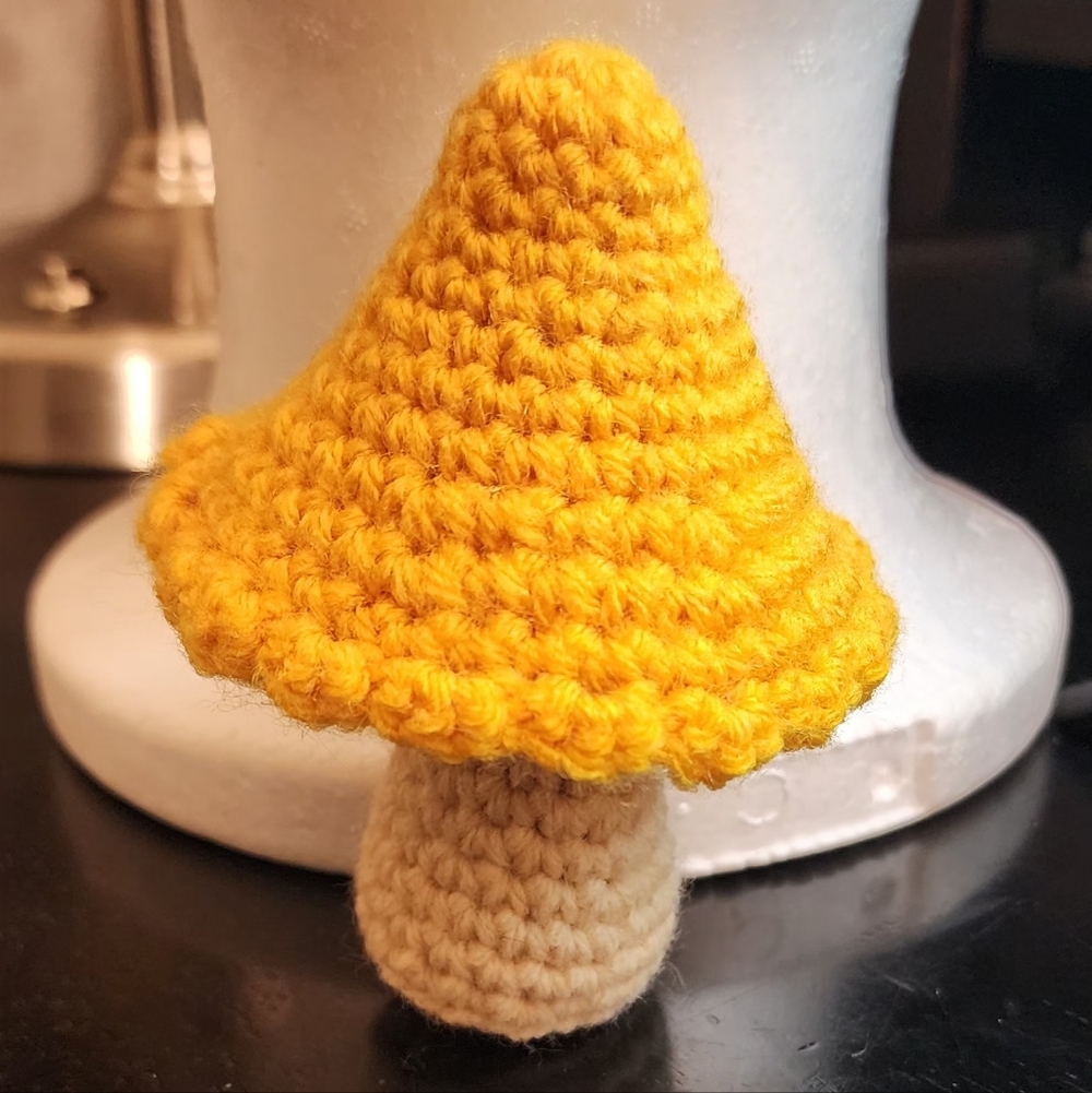 Handcrafted Yellow Mushroom Decor - Picture 2 of 3